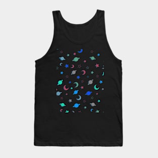 Grey, Blue, Green and Red, Space Stars Pattern Tank Top